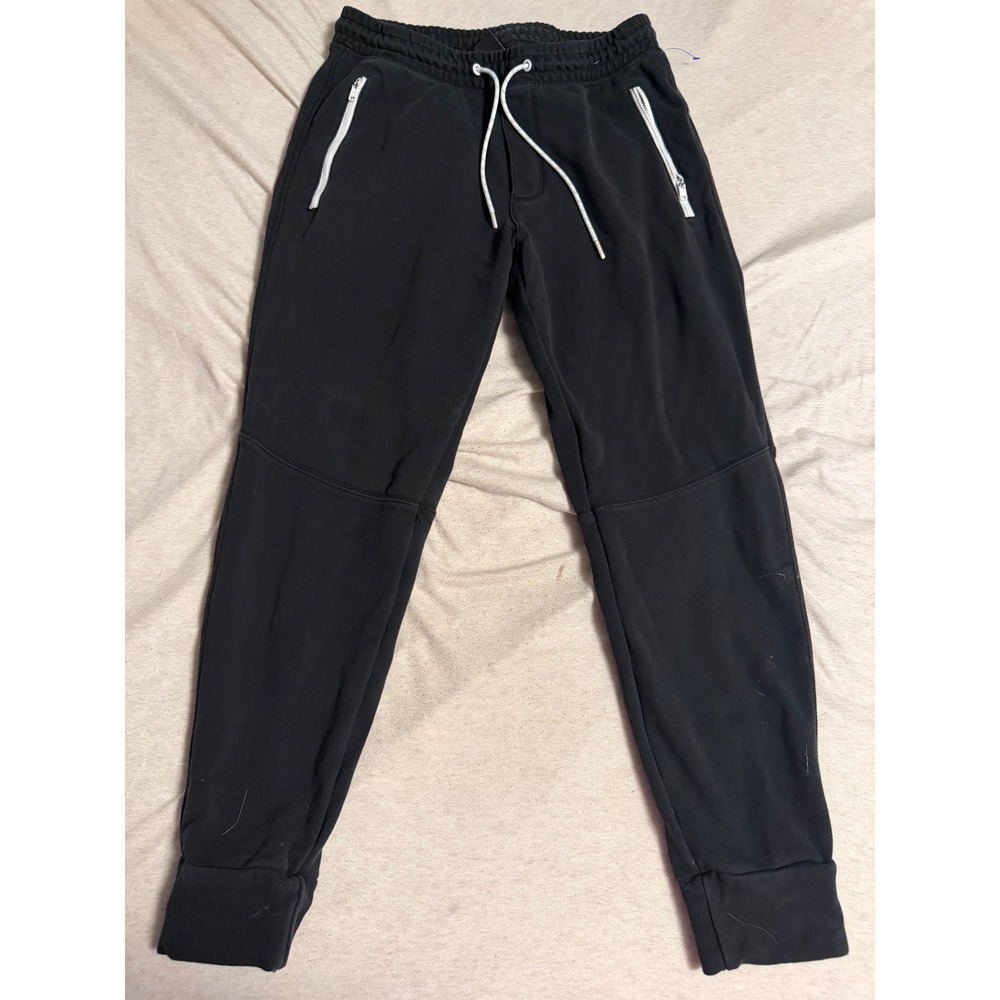 American Eagle Mens Black Active Joggers Fleece Lined Zipper Pockets Size M
